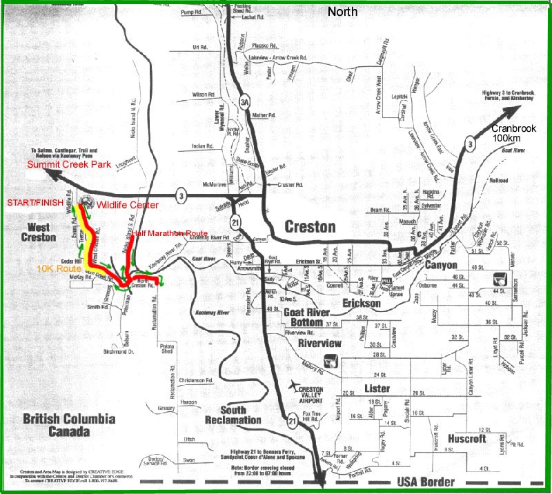 Blue Heron Race Route Start and Finish at Wildlife Center